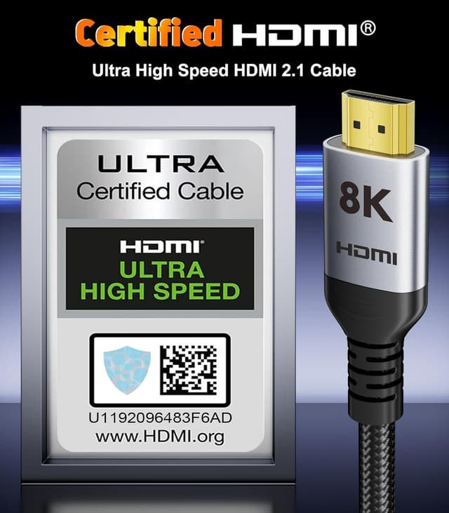 Detalle de THANDBLE 10K 8K HDMI 2.1 Cable (6.6 ft, 48Gbps) for 8K@60Hz, 4K@120Hz, eARC & DTS:X