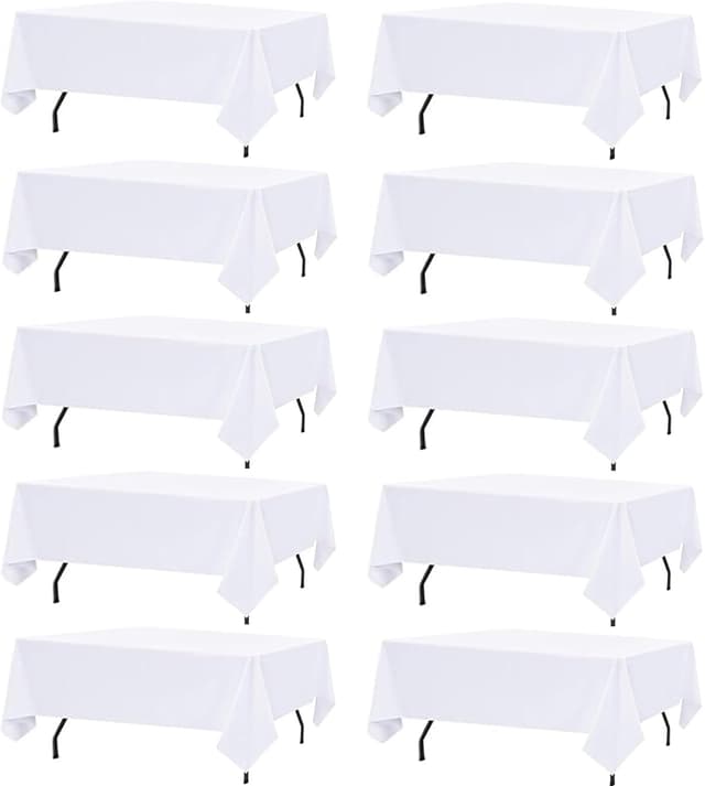Detalle de 10 Pack White Rectangle Table Cloths (60 x 126 Inch) for 8-Foot Tables