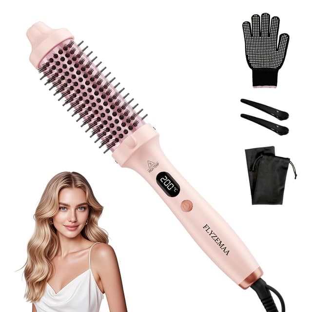 Detalle de Thermobürste FLYZEMAA Thermal Brush 38 mm mit LCD-Display, 3 Temperaturstufen & Dual-Spannung (rosa)