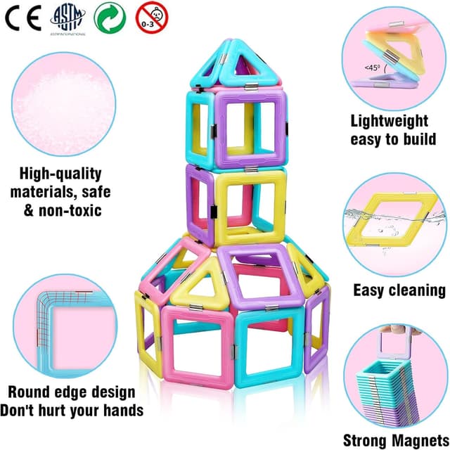 Detalle 2 de Tolnetr Magnetic Tiles 40-Piece Set 🧩