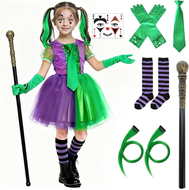 Imagen de BITOYO Déguisement Halloween Fille 7 Pièces Clown en OfertitasTOP