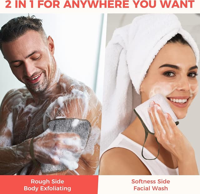 Detalle 1 de ZOMCHI 3PCS serviettes/démaquillantes exfoliantes double face pour visage et corps (fumé)