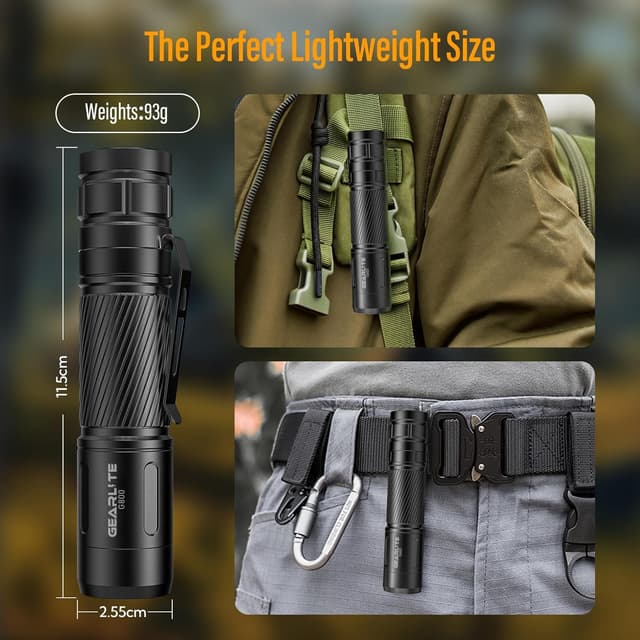 Detalle 2 de GEARLITE G800 LED-Taschenlampe (aufladbar) mit Zoom, 3 Modi und IP65
