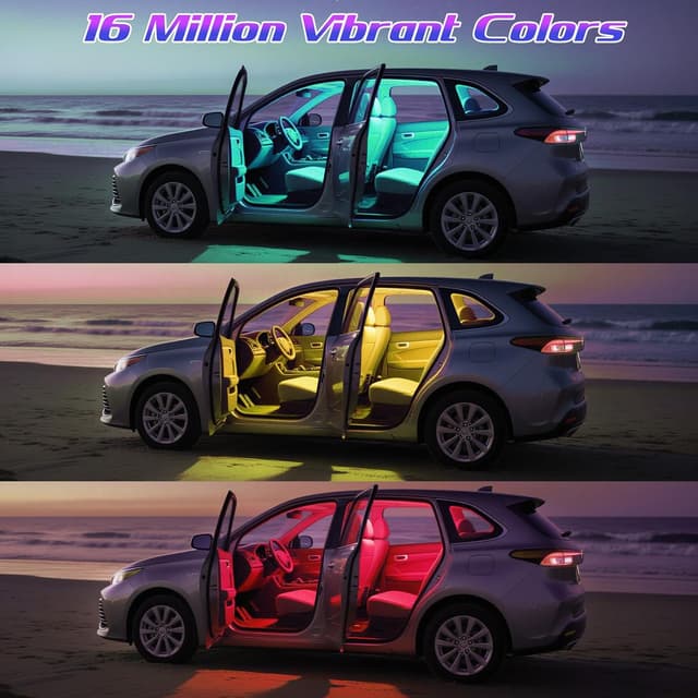 Detalle de Winzwon Cadeau de Noël : ruban LED voiture intérieur 16 millions de couleurs avec contrôle APP (2)