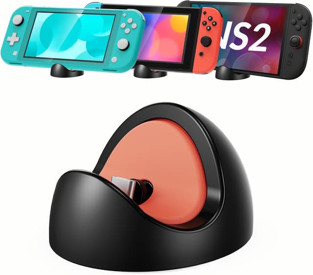 Detalle de Gorixer Station d’accueil Portable pour Nintendo Switch 2 (OLED/Lite) ou 1 : mini chargeur officiel avec support, noir
