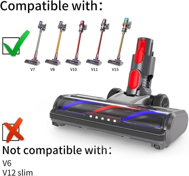 Detalle de KENVOR spazzola compatibile per Dyson V7, V8, V10, V11, V15 (LED) per pavimenti duri