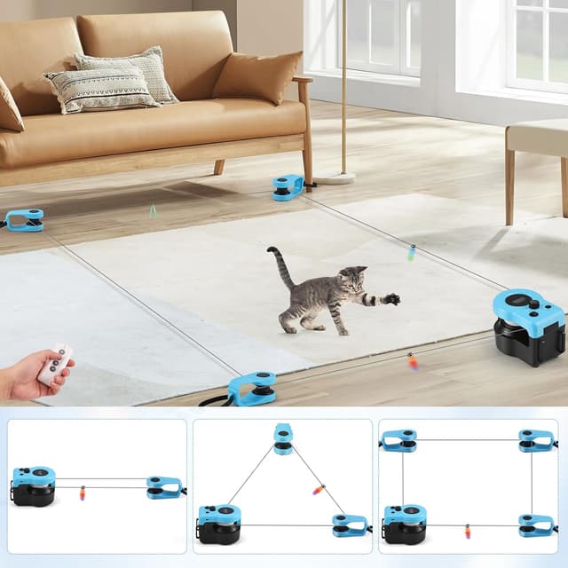 Detalle de HIUYRFS Katzenspielzeug mit Laufband, Automatik- & Fernbedienung und einstellbarer Geschwindigkeit