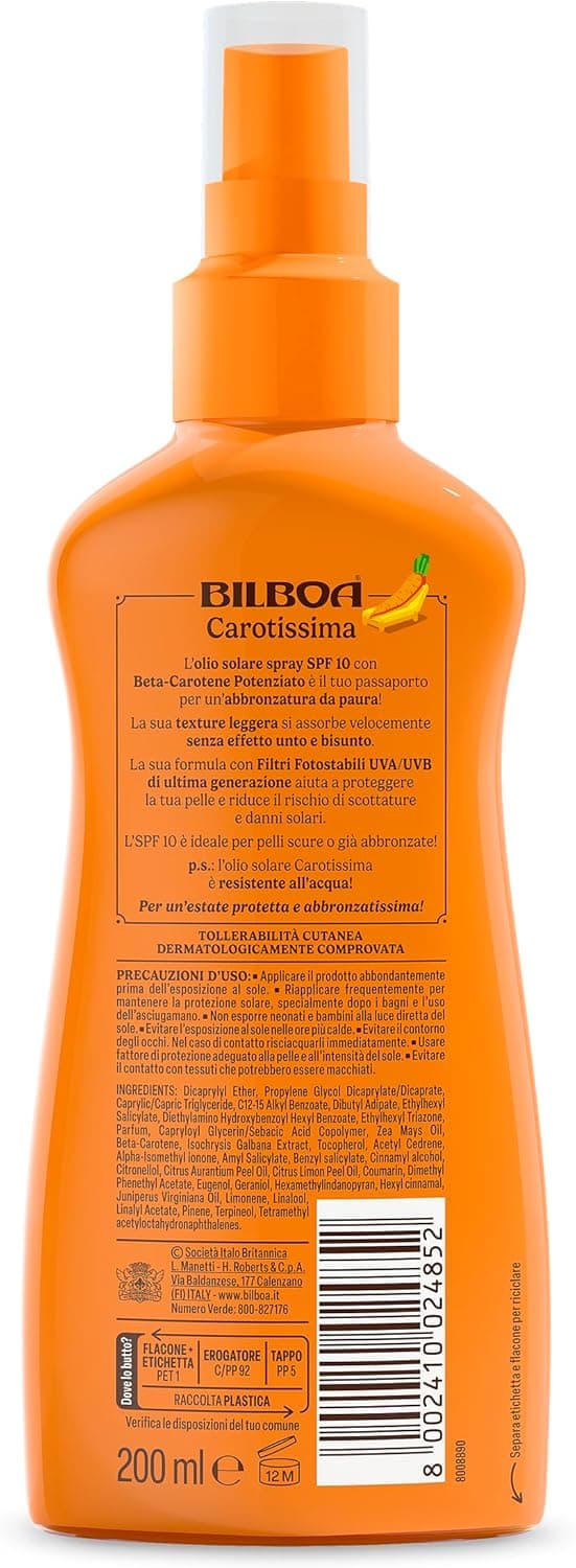 Detalle 2 de Bilboa Carotissima Olio Solare Spray SPF 10