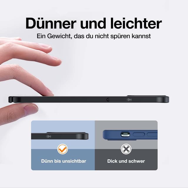 Detalle 2 de Torras 2025 Neu ultradünne Hülle für iPhone 15 (0,07 cm) – schwarzer Rundumschutz mit samtigem Griff