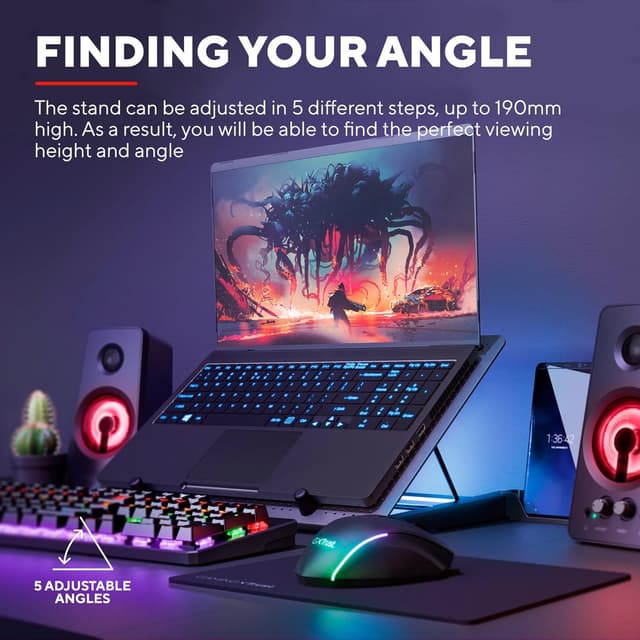 Detalle 2 de Trust Gaming GXT 1125, support refroidissant 5 ventilateurs