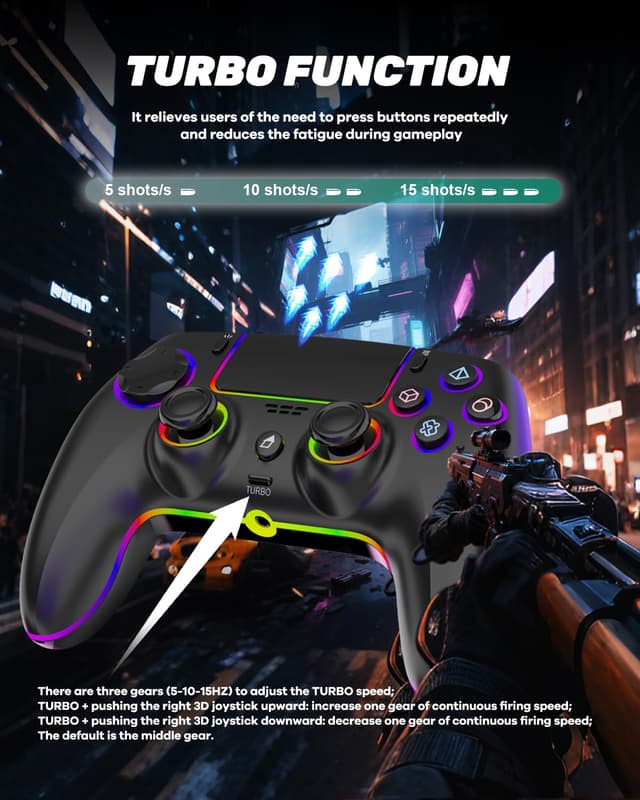 Detalle de MYSTILUCK Wireless Pro Controller für PS5/PC/Mac/iOS/Android/Steam Deck – RGB, Hall Effect & 1500-mAh-Akku