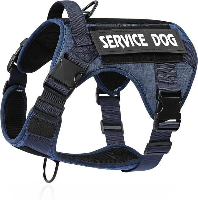 Detalle de Belababy Tactical Anti Pull Dog Harness (Denim Blue) with Handle, Adjustable Front Clip – Size L