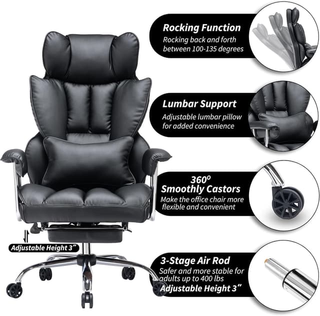 Thumbnail 5 de Efomao Big and Tall Office Chair 400LBS