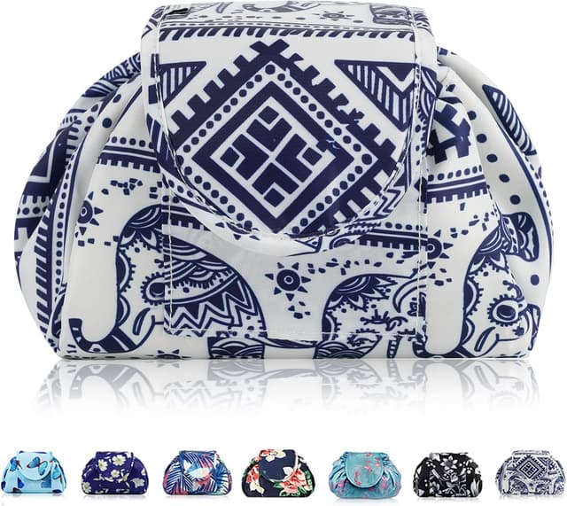 Detalle de Lazy drawstring makeup bags (Elephant) – large capacity waterproof Oxford canvas organiser