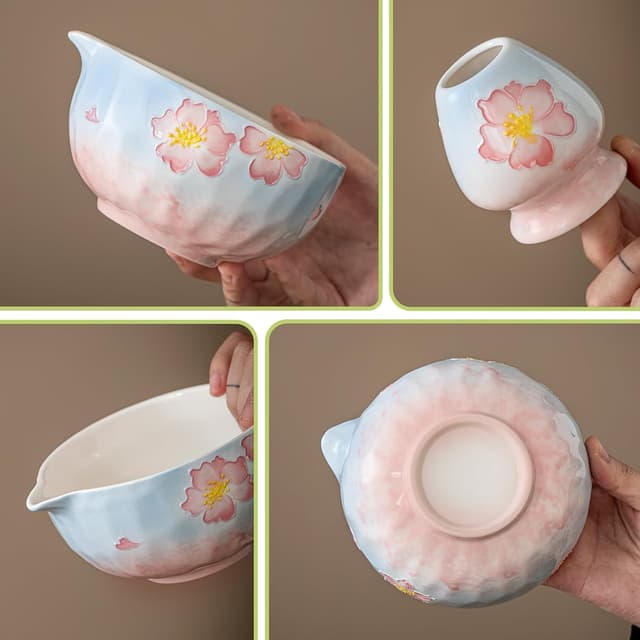 Detalle de Clay&Fire Matcha Whisk Set (9-Piece) with Cherry Blossom Chawan (Cherry Bloom)