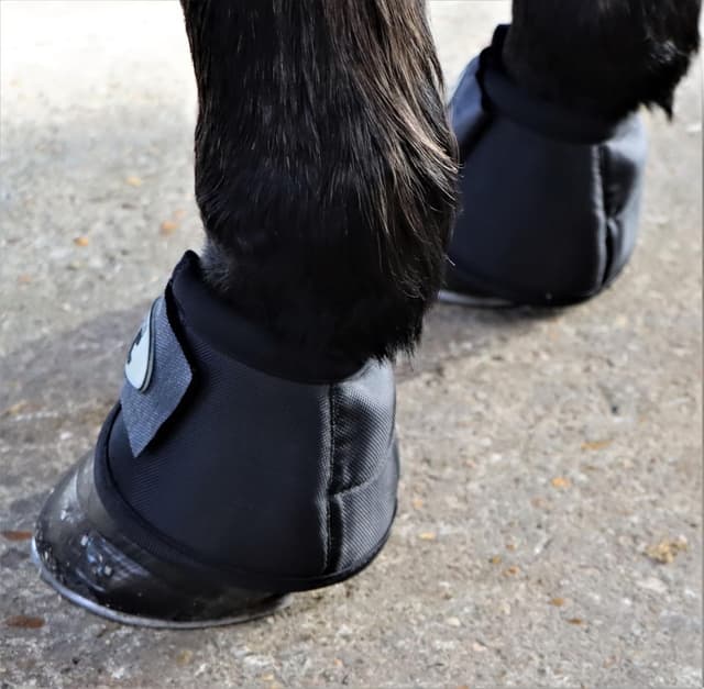 Detalle de Ruggles No Turn Over Reach Boots Medium for Horses 🐴
