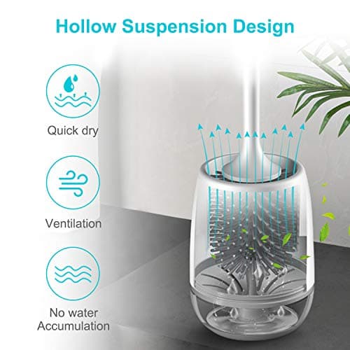 Detalle 2 de EWEIMA Escobillas WC de silicona con secado rápido y portaescobillas (montaje en pared o suelo) — gris