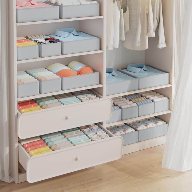 Thumbnail 6 de Homsorout Kleiderschrank-Organizer im 12er-Set: faltbare Schubladenboxen für Kleidung, Socken & BHs (Grau)
