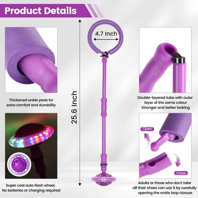 Detalle de Astrell Skip Ball (Foldable Flash Wheel) — Indoor/Outdoor Fitness Toy for Kids, Age 6+