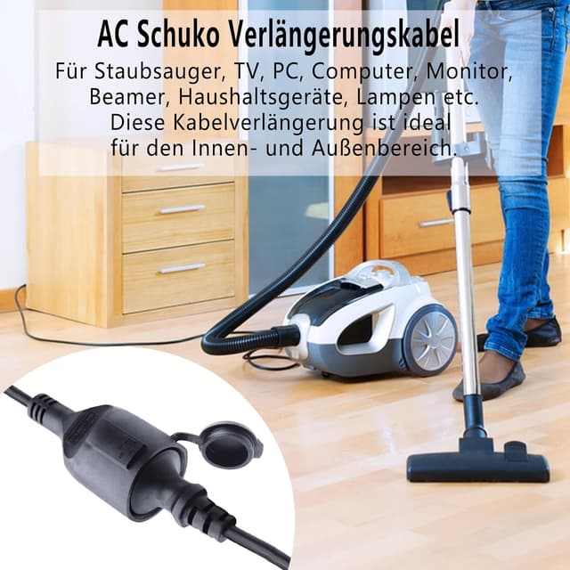 Detalle de LANMINGLEL Outdoor-Verlängerungskabel 90 Grad Schuko, 3x1,5 mm², IP44, 2 m