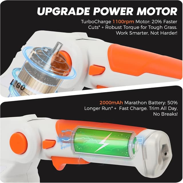 Detalle de LIGO Cordless Grass Shear and Shrub Trimmer 2-in-1 (7.2V) – lightweight cordless lawn edger and hedge clipper