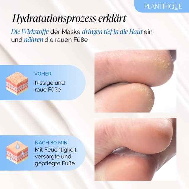 Detalle 2 de PLANTIFIQUE Koreanische Fußmaske 8 Paar