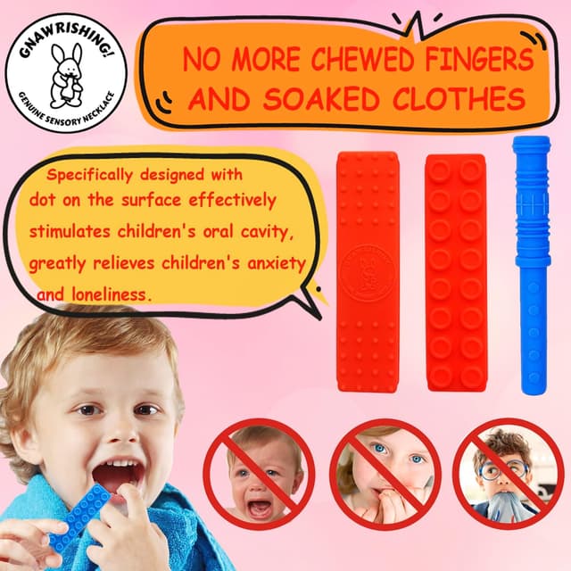 Detalle de GNAWRISHING Chew Necklaces 6 pack for sensory kids