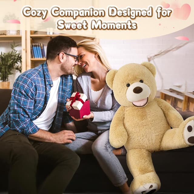 Thumbnail 6 de MorisMos Smiling Giant Teddy Bear (39 inch) – Light Brown Plush Big-Size Stuffed Animal