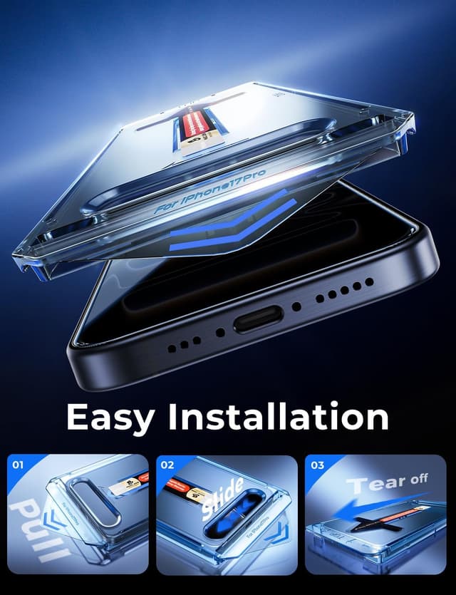 Detalle 2 de MAGIC JOHN Verre Trempé Anti-Espion pour iPhone 17 Pro (2 pièces) – Protection écran 9H avec installation sans bulles