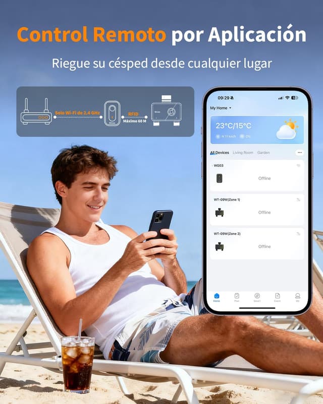 Thumbnail 1 de Diivoo Programador Riego WiFi 2 Zonas