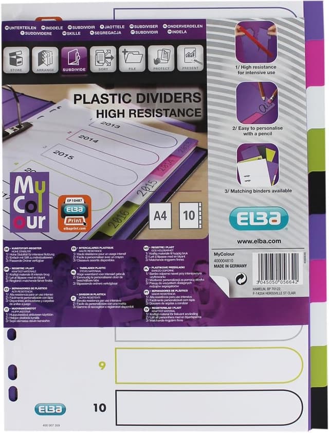 Thumbnail 6 de Oxford myColour Kunststoff-Register blanko A4 (5-teilig) – 20er Pack