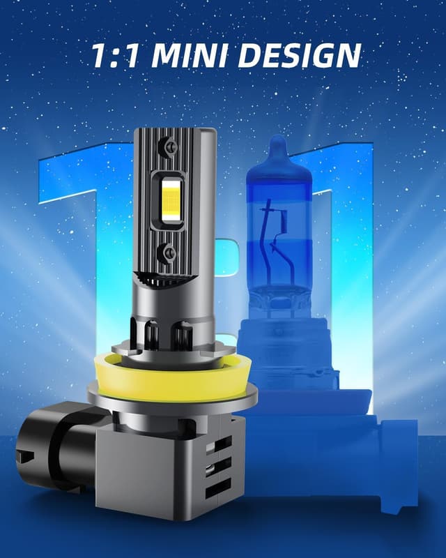 Detalle de RCJ H11 LED Bulb for H8/H9/H16 Fog Lights (Pack of 2) — Cool White Plug-and-Play with Cooling Fan