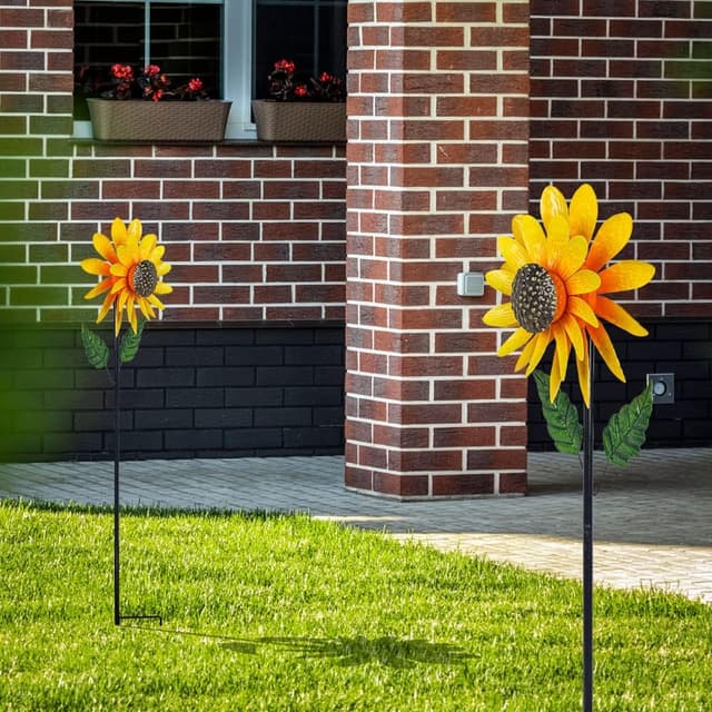 Detalle de Viveta Sunflower Wind Spinner (56") — Metal Wind Spinner for Yard & Garden Patio Decor