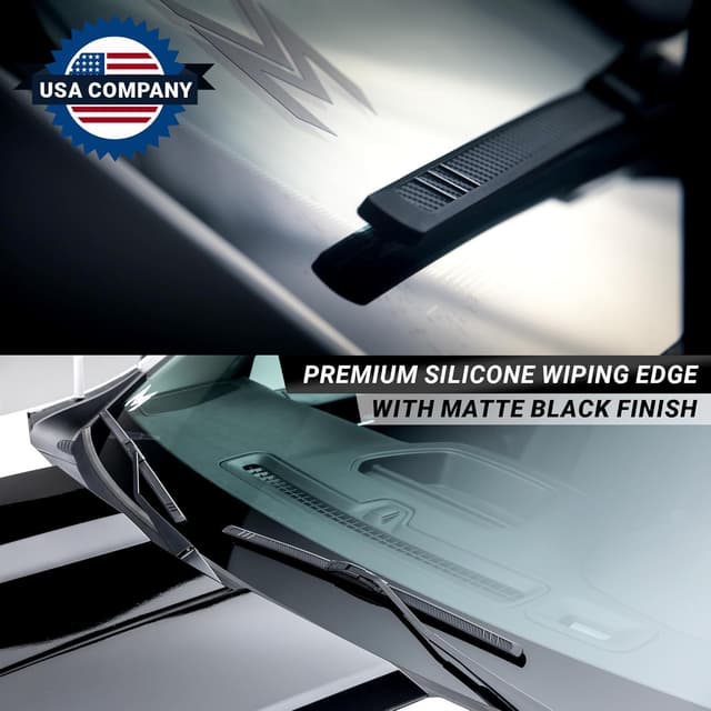 Detalle de Premium Silicone Carbon Fiber Windshield Wiper Blades (22" & 22") with J-Hook, Patented All-Season Hybrid Twin-Beam, 2-Pack