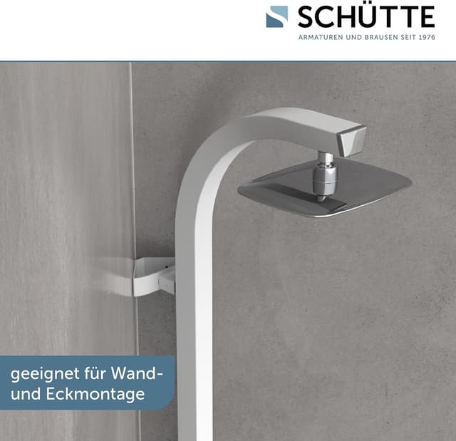 Detalle de HOGA set doccia a pioggia con soffione e doccetta bianco, colonna in alluminio