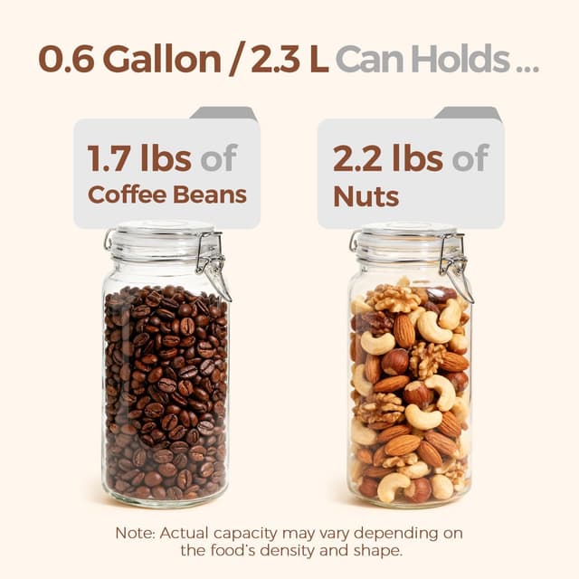 Detalle de ComSaf Airtight Glass Jars 0.6 Gallon ⚖