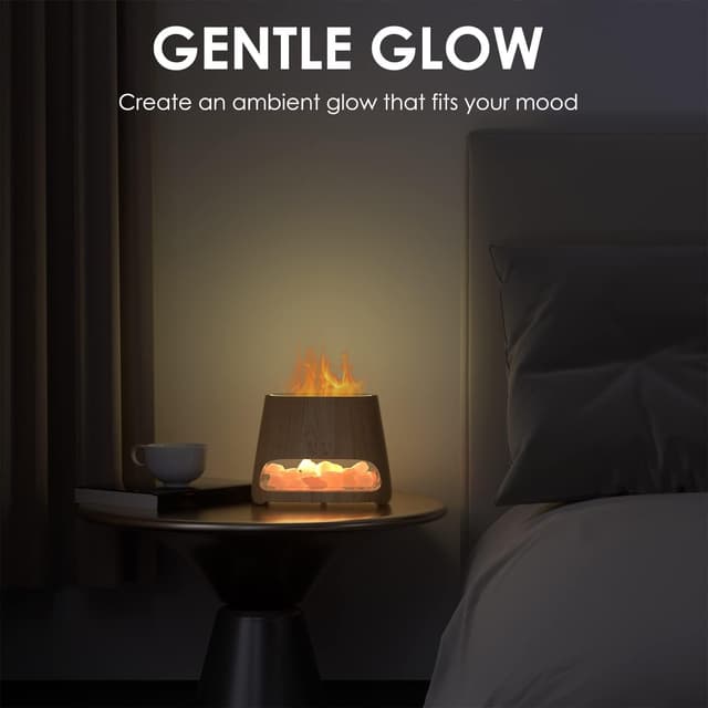 Detalle de SALKING 2-in-1 Aroma Diffuser & Salt Range Pakistan Lampe mit Flammeneffekt, 150 ml (Holz)