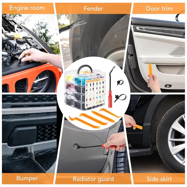 Thumbnail 6 de DUBULL 1365-piece car trim clips set with nylon push fasteners and trim removal tool kit