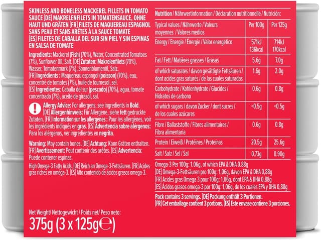 Thumbnail 1 de by Amazon Filetes de Caballa Sur en Salsa de Tomate 🐟 3x125g