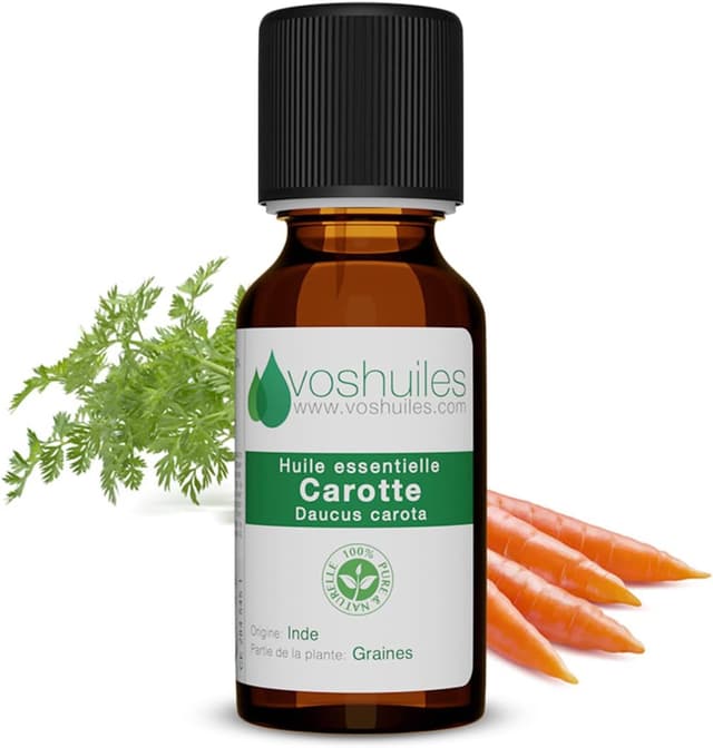Detalle de Huile essentielle de carotte VOSHUILES.COM, 100% pure et naturelle, chémotypée (10 ml)
