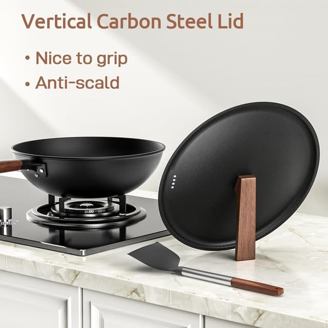 Thumbnail 4 de Todlabe Carbon Steel Wok 13-Inch for Stovetop Cooking