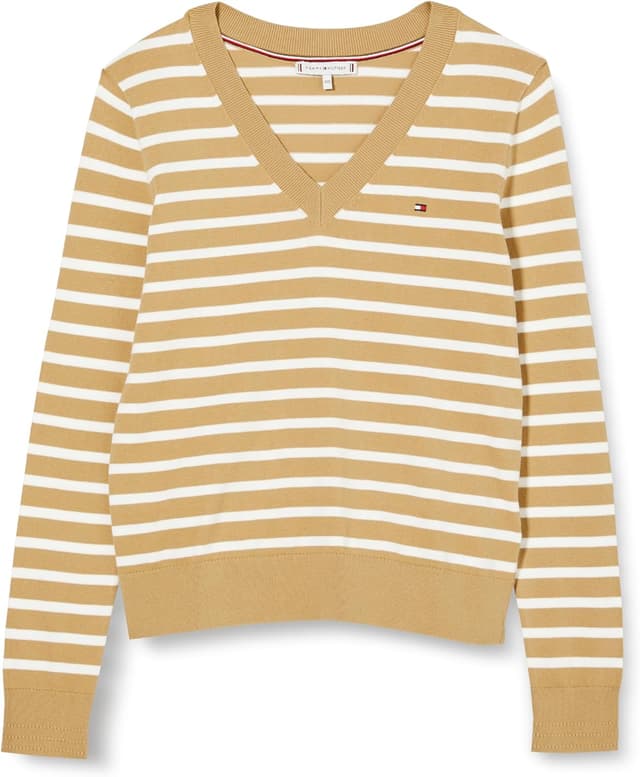 Detalle de Tommy Hilfiger pullover donna in maglia con scollo a V