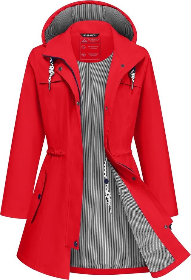 Thumbnail 6 de ATLASLAVA Women’s Waterproof Long Rain Jacket (Hooded Lightweight Trench Coat) S–3XL