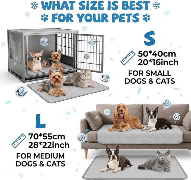 Detalle de Qoosea tappetino rinfrescante per cani e gatti in “seta di ghiaccio” grigio (55 × 70 cm)