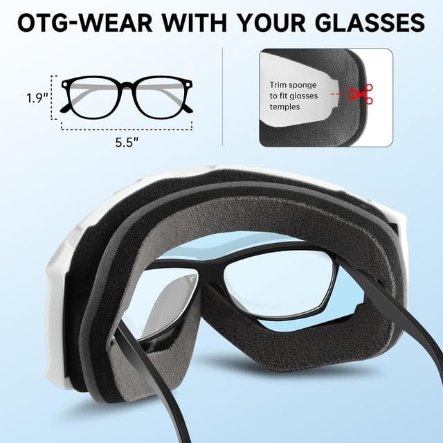 Detalle 2 de findway Ski Goggles OTG Over-Glasses Snow Goggles