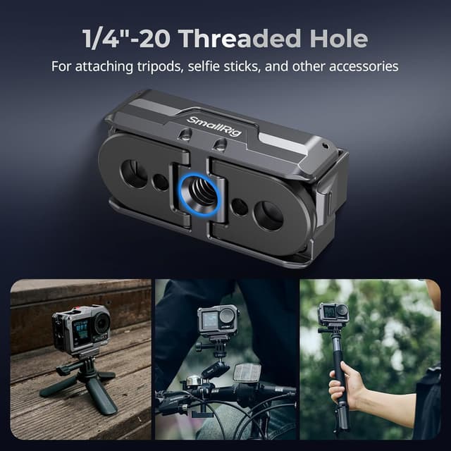 Detalle de SMALLRIG 3662 : support adaptateur magnétique pour DJI Osmo Action 4/3 avec connecteur pliable et filetage 1/4