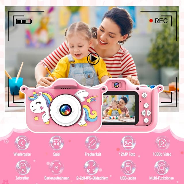 Detalle 2 de GlowPlayX Kinderkamera 1080P 32 GB – Digitalkamera für Kinder