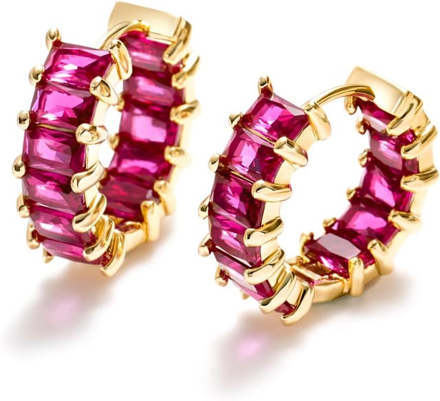 Detalle de MESOVOR créoles zircon cubique plaqué or 18K – boucles d’oreilles cercle multicolores