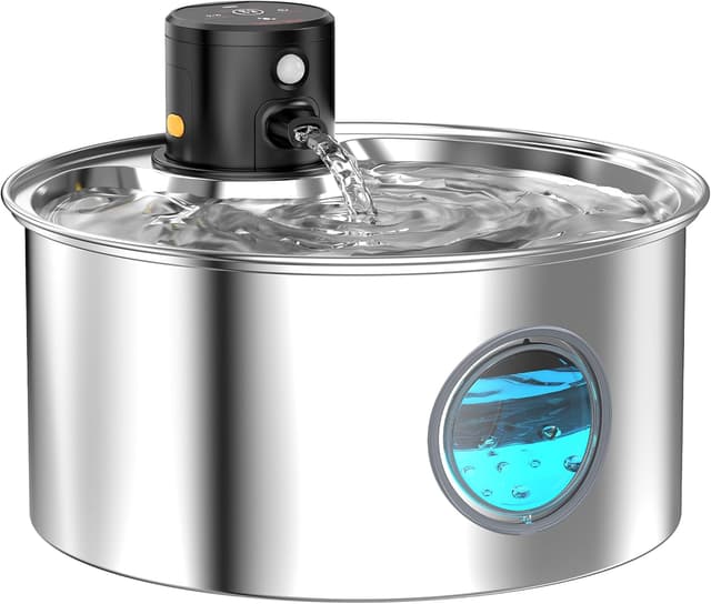 Detalle de Stainless Steel Wireless Cat Water Fountain 3.2L 🐱