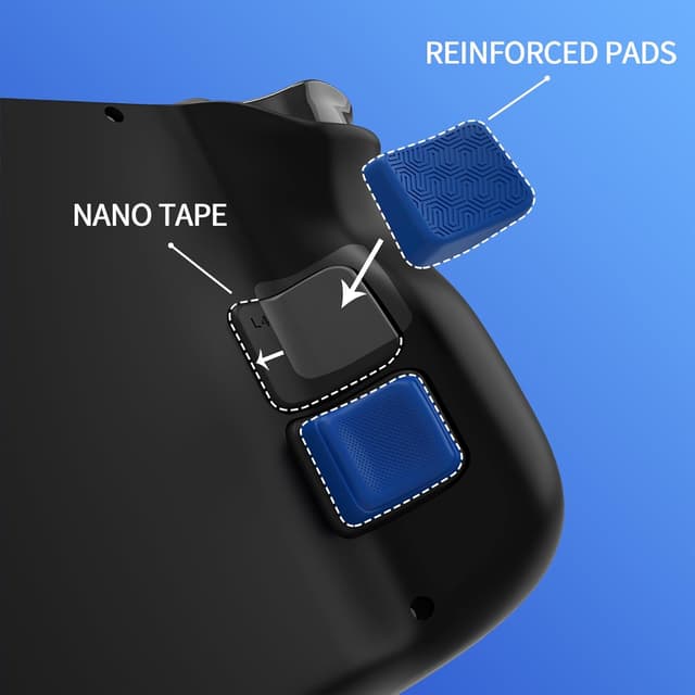 Detalle de playvital MIX Back Button Enhancement Set for Steam Deck (LCD & OLED) – grip improvement and button protection kit (Blue)